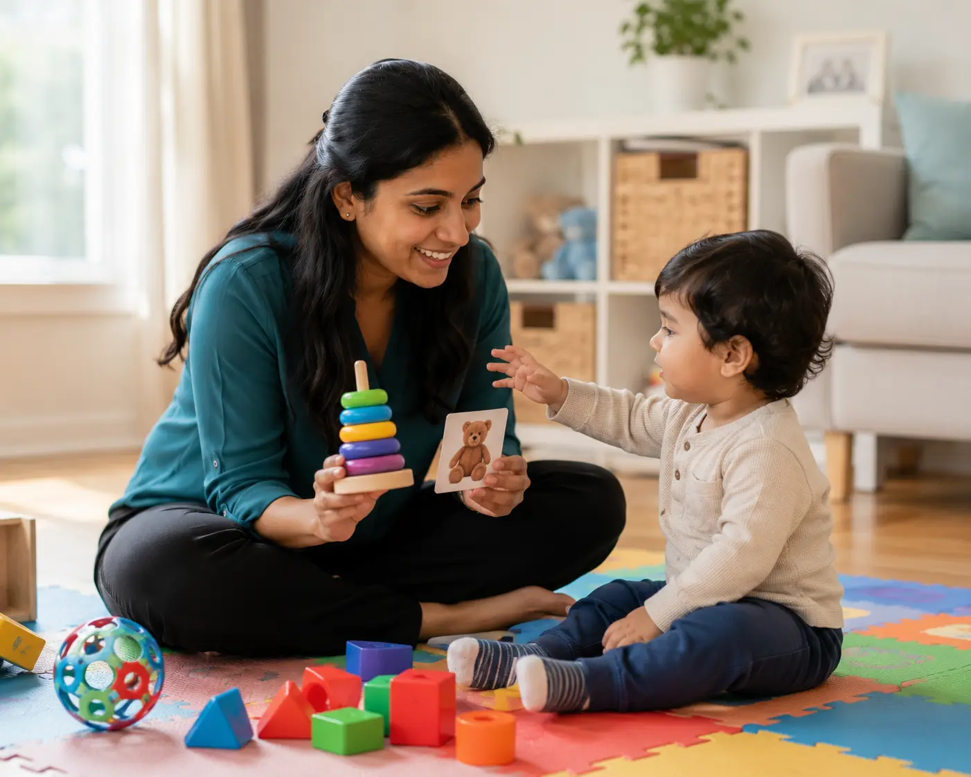 BCBA therapist providing early intervention ABA therapy with a toddler with autism aged 18 months in Ontario Canada