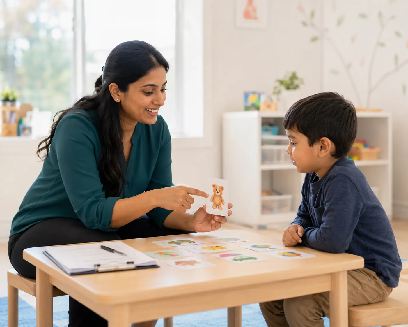 BCBA therapist conducting children's autism assessment with a child aged 4 years in Ontario Canada